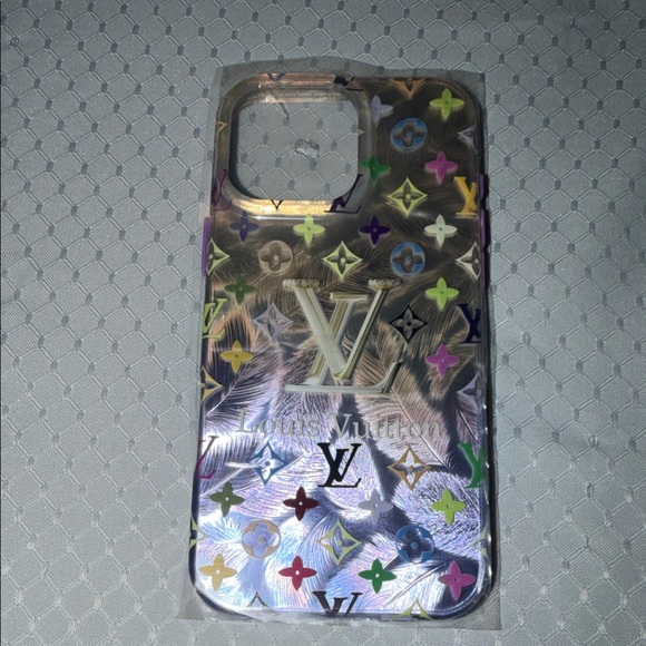 Iridescent Multicolor IPhone 16 pro max case brand new LV logo